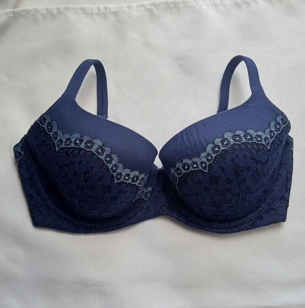 Body By Victoria's Secret Lightly Lined Lace Demi Blue Convertible MultiWay Bra